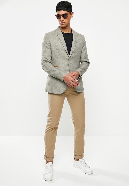 Jonathan D - Two button single breasted blazer with notched lapel - stone