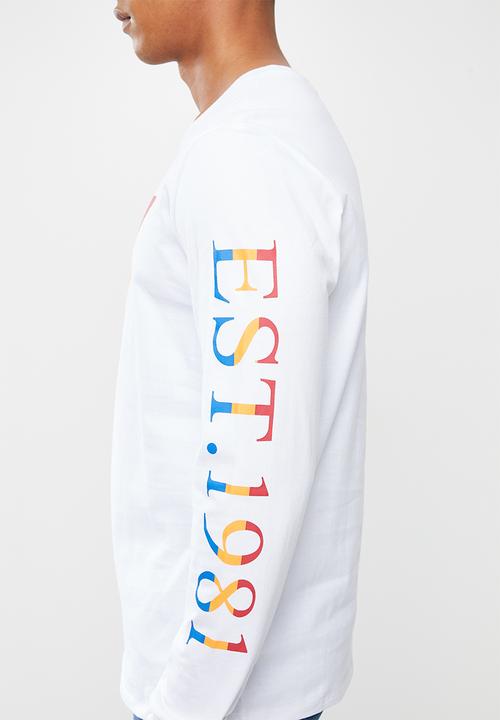 GUESS - Basic tri crew long sleeve tee - white