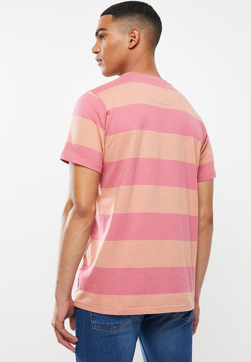 Jonathan D - Short sleeve stripe crew neck tee - pink