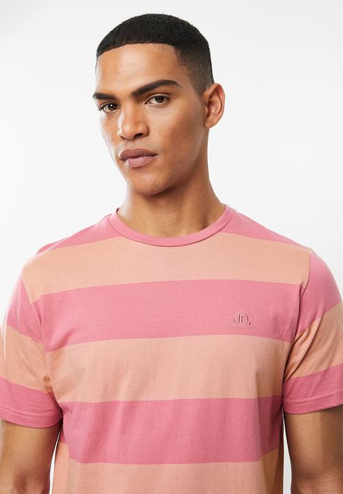 Jonathan D - Short sleeve stripe crew neck tee - pink