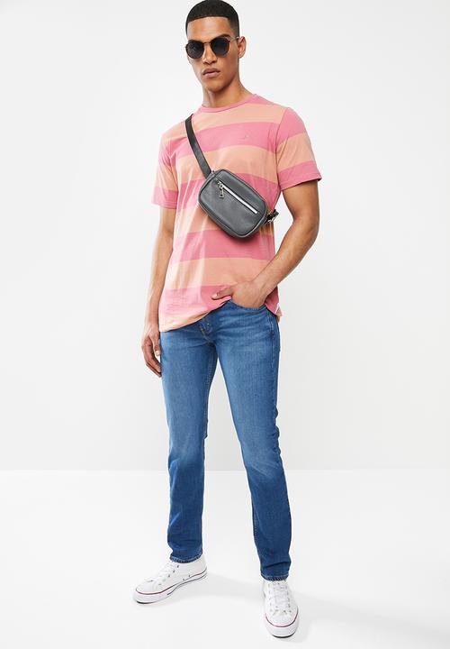 Jonathan D - Short sleeve stripe crew neck tee - pink