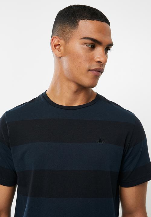 Jonathan D - Short sleeve stripe crew neck tee - navy