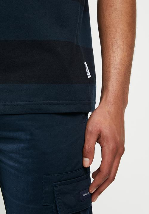 Jonathan D - Short sleeve stripe crew neck tee - navy