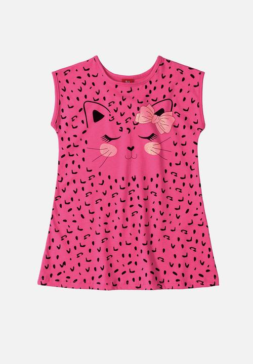 Bee Loop - Girls kitten dress - pink