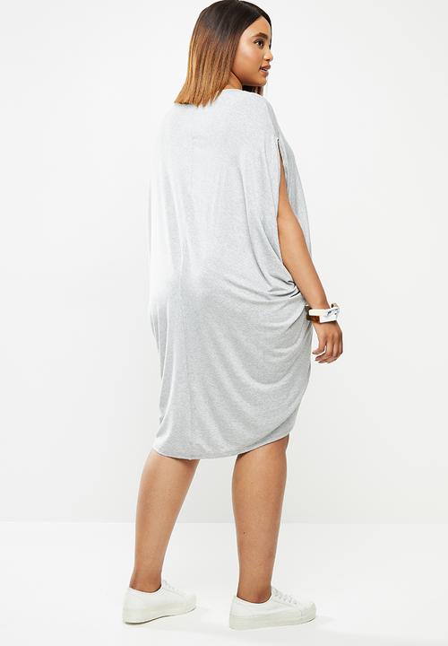 edit Plus - Easy fit drape dress - grey