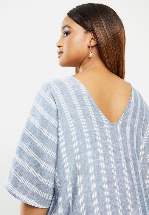 edit Plus - Midi tunic dress - blue & white