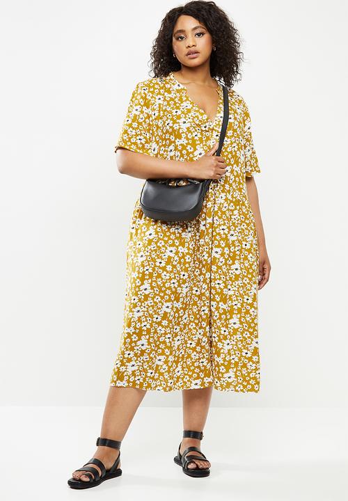 Blake - Midi tiered dress with short sleeves - multi