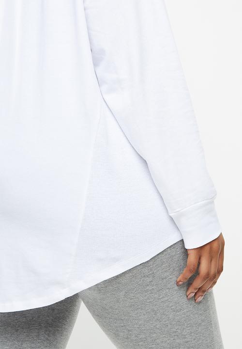 Cotton On - Curve active rib long sleeve top - white