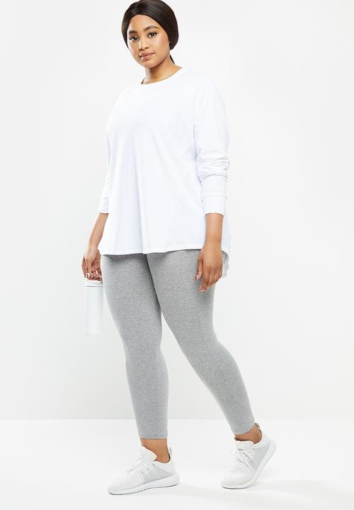 Cotton On - Curve active rib long sleeve top - white