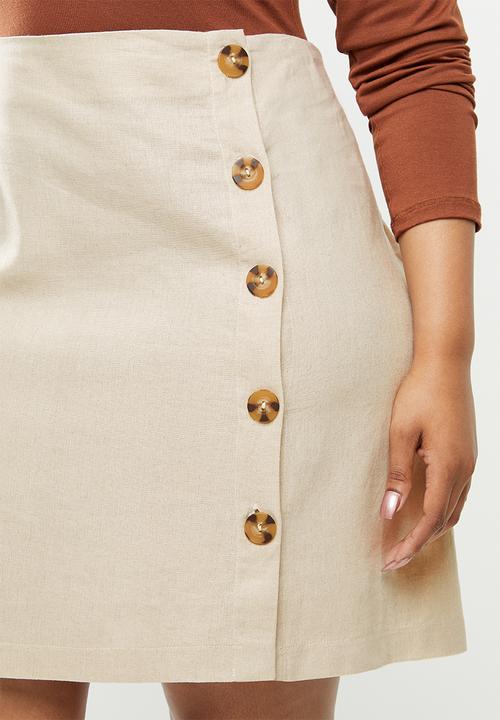 Blake - Button down aline mini skirt - neutral