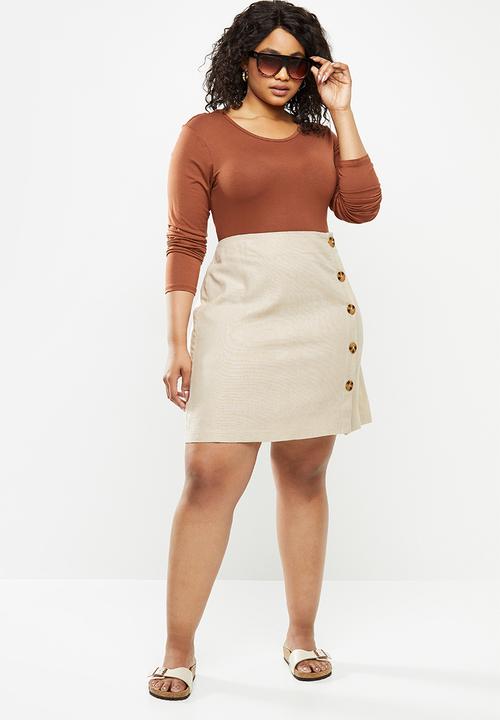 Blake - Button down aline mini skirt - neutral