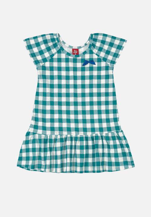 Bee Loop - Girls check dress - blue & white 