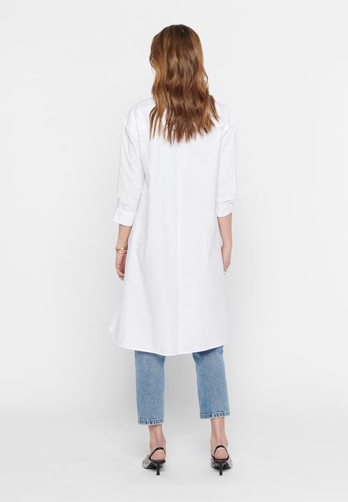 Jacqueline de Yong - Sif long sleeve denim shirt dress - white