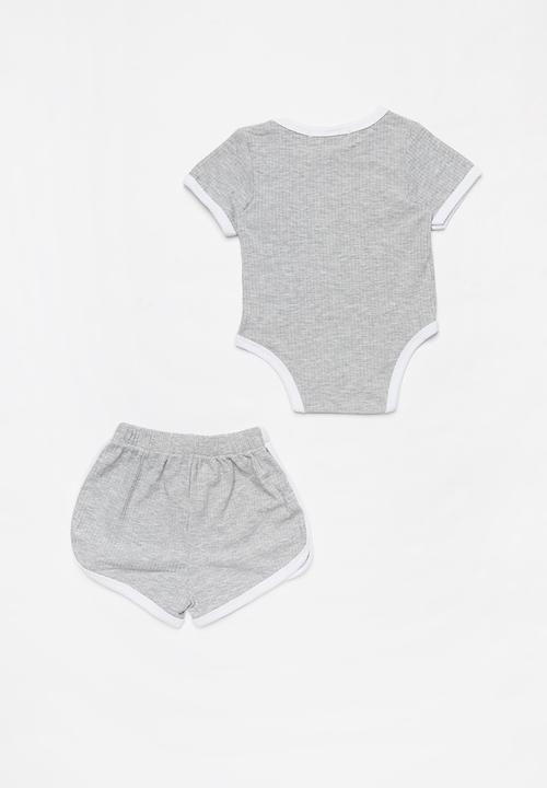 Baby Star - 2 piece ribbed set - grey