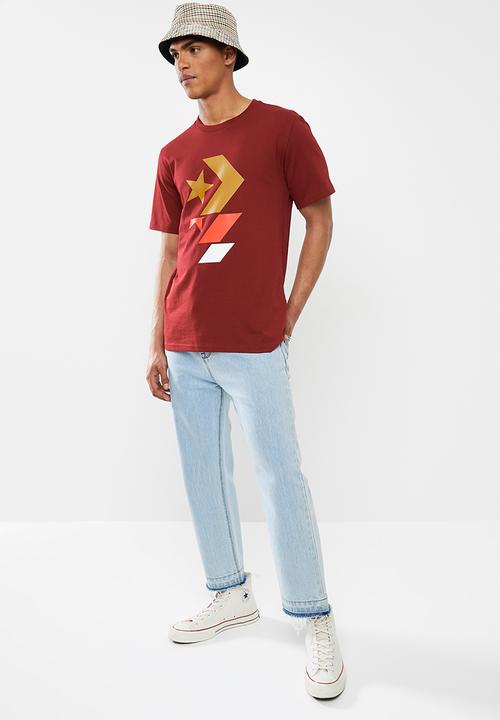 Converse - Converse repeated star chevron tee - burgundy