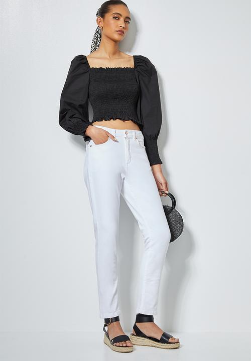 Superbalist - Puff sleeve shirred blouse - black