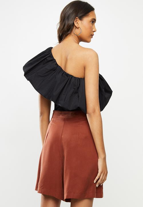 VELVET - Bubble asymmetric combo bodysuit - black