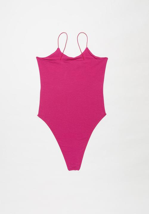 Superbalist - 2 Pack elastic strap bodysuit - pink & grey