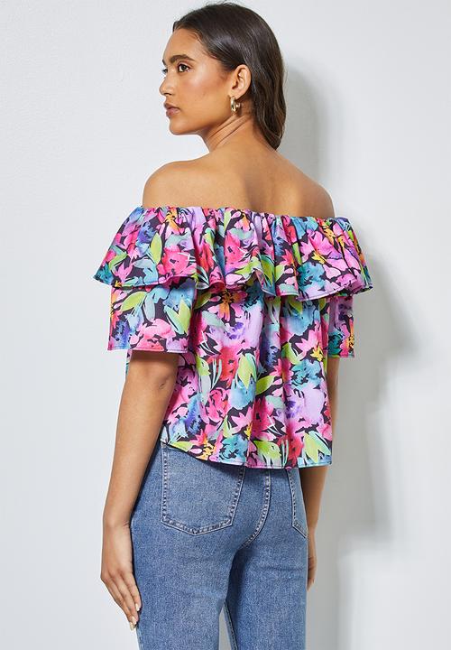Superbalist - Double frill off the shoulder blouse - multi 