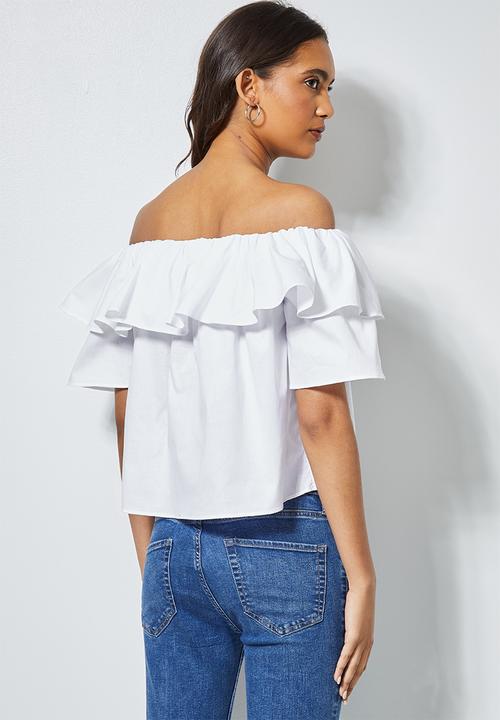 Superbalist - Double frill off the shoulder blouse - white