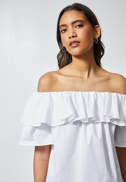Superbalist - Double frill off the shoulder blouse - white