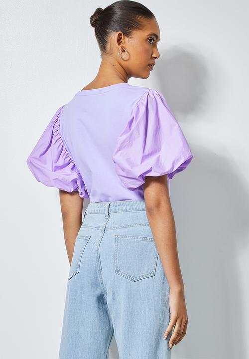 Superbalist - Combo fabric puff sleeve top -lilac