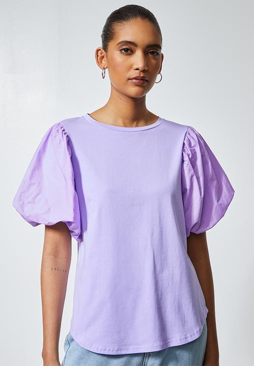 Superbalist - Combo fabric puff sleeve top -lilac