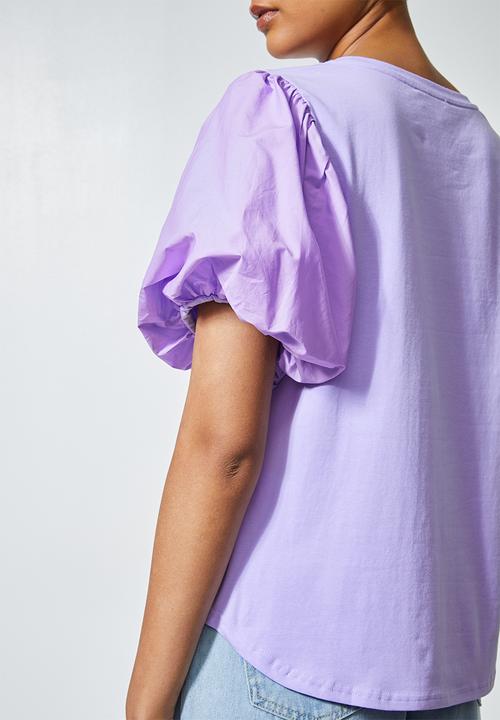 Superbalist - Combo fabric puff sleeve top -lilac
