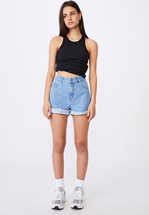 Factorie - High rise denim shorts - blue