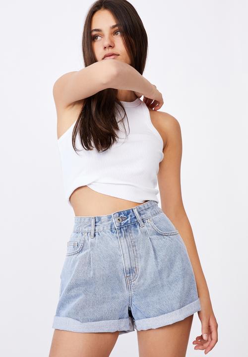 Factorie - High rise denim shorts - blue