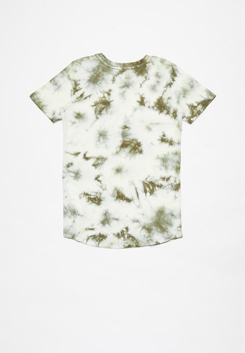 Cotton On - The cruz short sleeve long line tee - silver sage tie dye