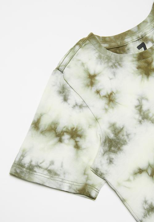 Cotton On - The cruz short sleeve long line tee - silver sage tie dye