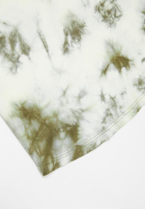 Cotton On - The cruz short sleeve long line tee - silver sage tie dye