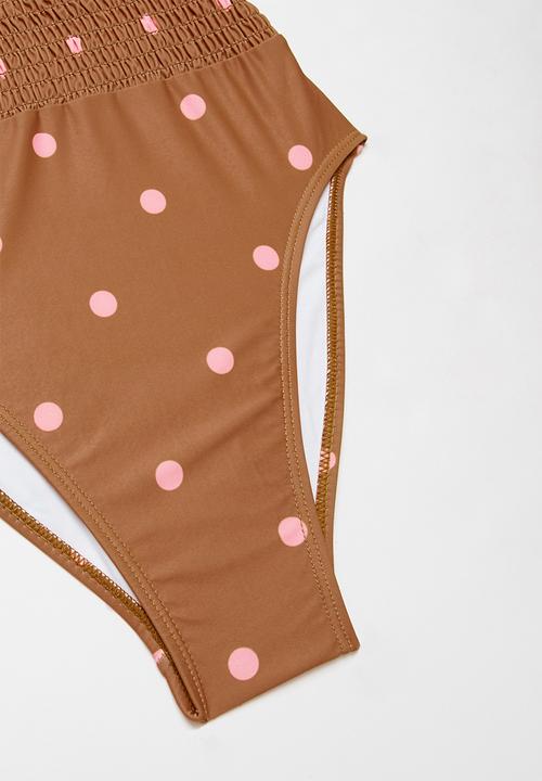Free by Cotton On - Hailee shirred one piece - amber brown
