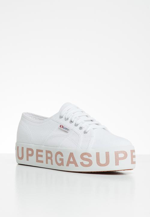 SUPERGA - 2790 Glitter lettering platform - white bronze