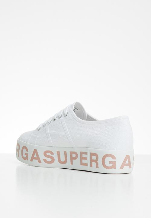 SUPERGA - 2790 Glitter lettering platform - white bronze