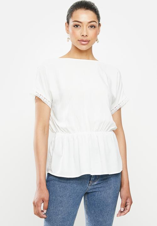 edit - Waist detail crochet blouse - milk