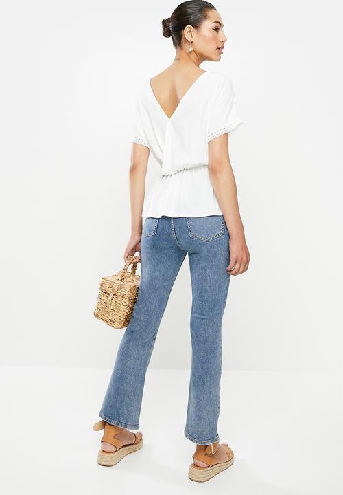edit - Waist detail crochet blouse - milk