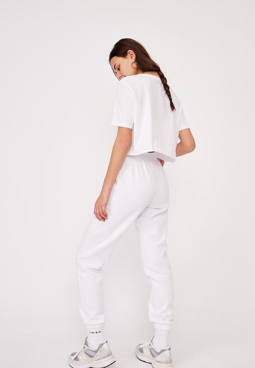 Factorie - Short sleeve raw edge crop graphic t shirt - washed ivory