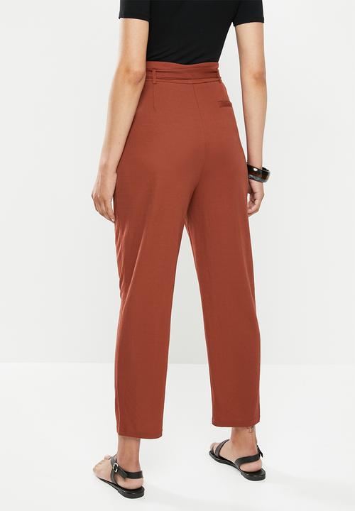 edit - Belted knit pique pant - rust