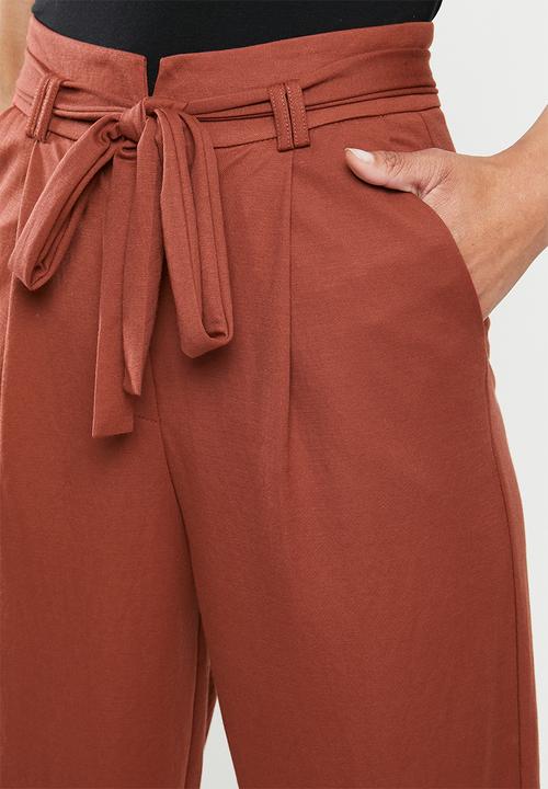 edit - Belted knit pique pant - rust