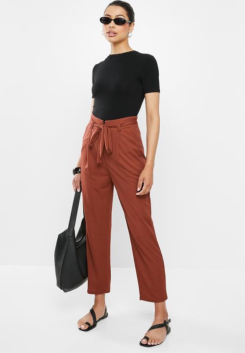 edit - Belted knit pique pant - rust