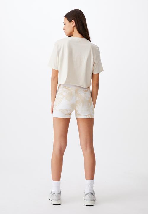 Factorie - Short sleeve raw edge crop graphic T-shirt - white
