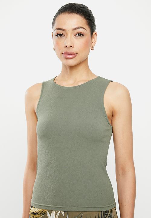edit - High neck vest - fatigue green