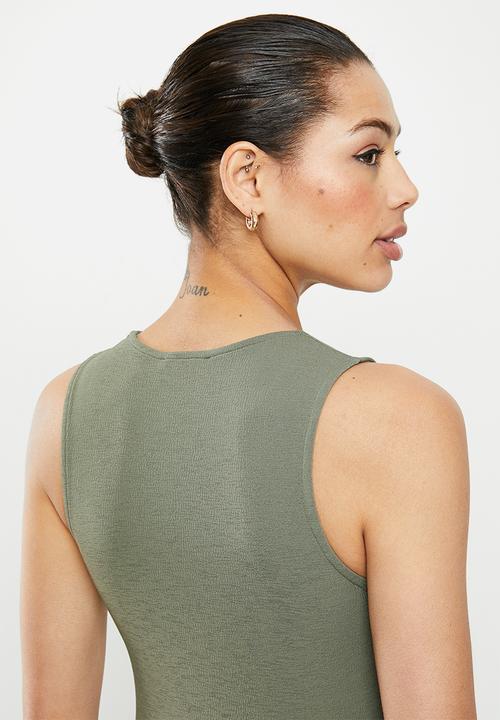 edit - High neck vest - fatigue green