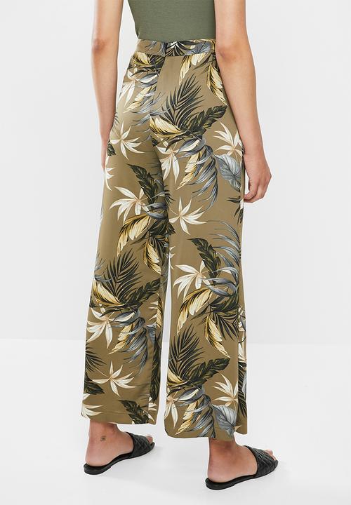 edit - Satin wide leg pant - olive print