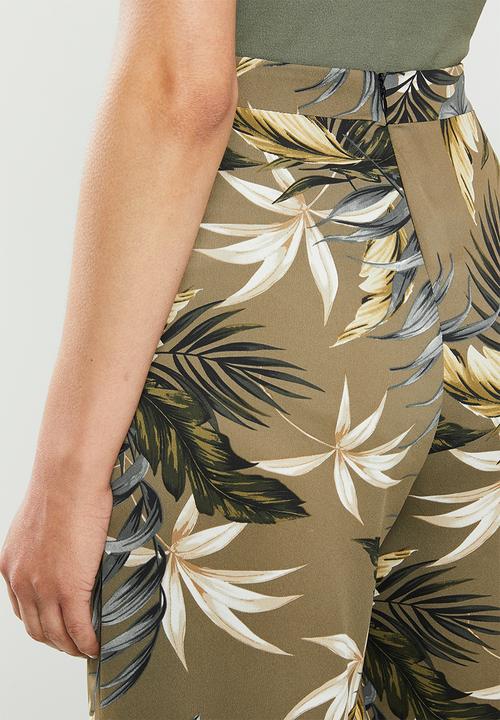 edit - Satin wide leg pant - olive print