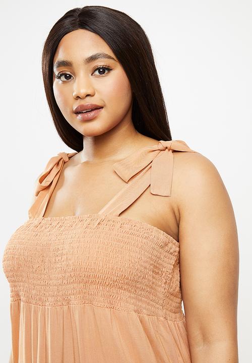 Me&B - Plus colourblock midi dress with shirred bodice - multi 
