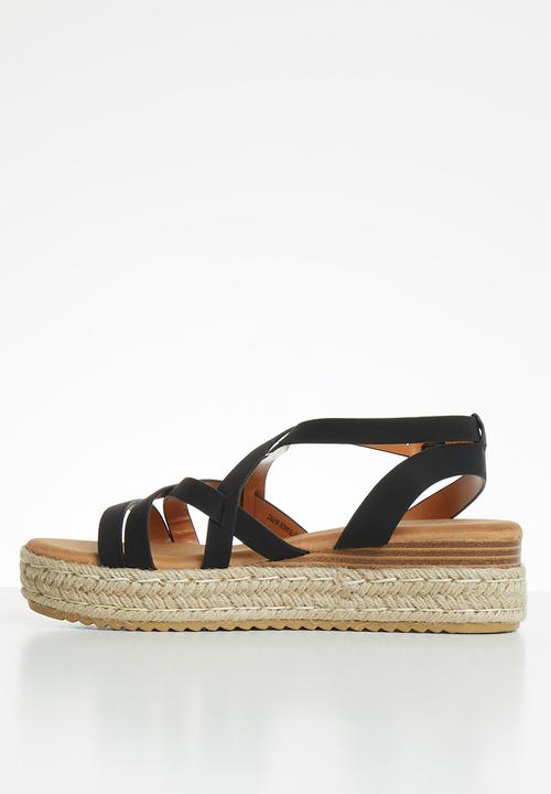 Jada - Strappy flatform - black