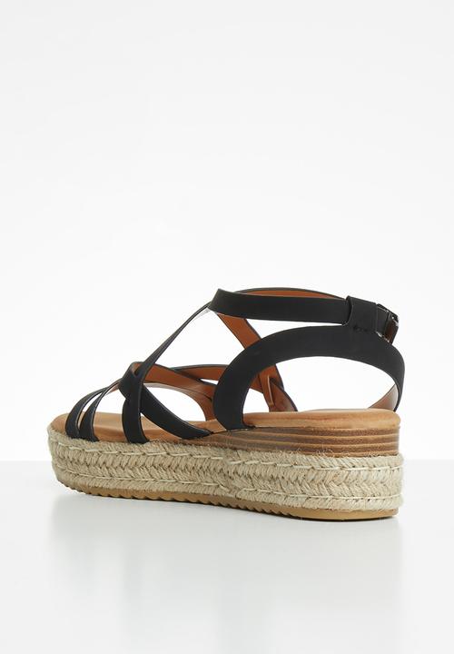 Jada - Strappy flatform - black
